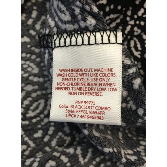 Faded Glory Blouse Top Shirt Soft Black and White 3/4 Sleeves Large 12 14 Casual - Picture 7 of 8